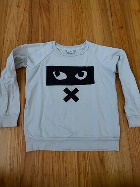 Beau Loves - Kids Light Gray Graphic Sweatshirt with Black Print - size 8/9